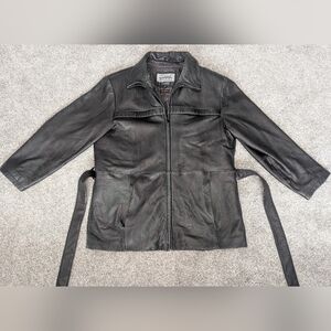 Vtg WILSONS Pelle Studio Thinsulate Insulation Mens XL Black Leather Jacket Y2K